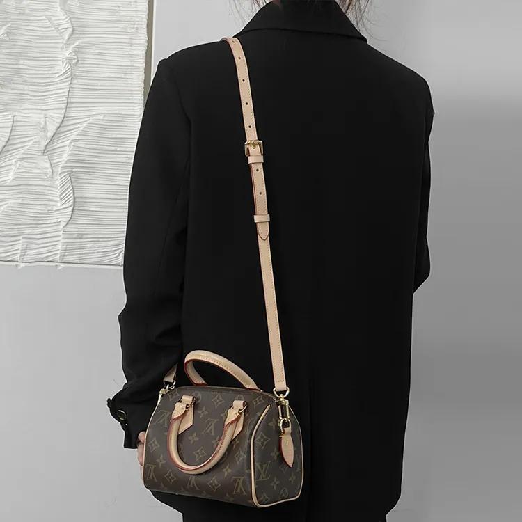 Luxury Care Artisan Workshop Vegetable Tanned Leather Cow Leather Bag Accessory Bag Strap Women's Khaki (Unisex) Bag Straps QDW046