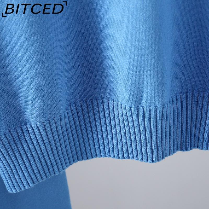 BITCED Fashionable High-neck Suit for Autumn and Winter In Solid Colors Is Versatile and Can Be Worn with A Two-piece Knitted Top and Casual Pants