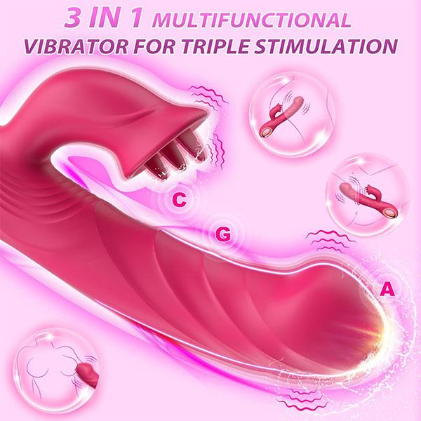 3-in-1-Sexspielzeug-Vibratoren, Dildo, Sexspielzeug für Erwachsene, Klitoris-G-Punkt-Vibrator mit 10 Wackel-, Vibrations- und Leckmodi für Frauen