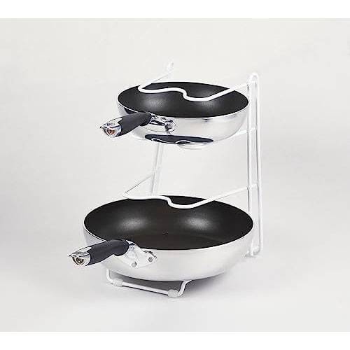 Pearl Metal Storage Shelf, Frying Pan Rack, 3 Tiers, Kitchen Mate, White, HC-32