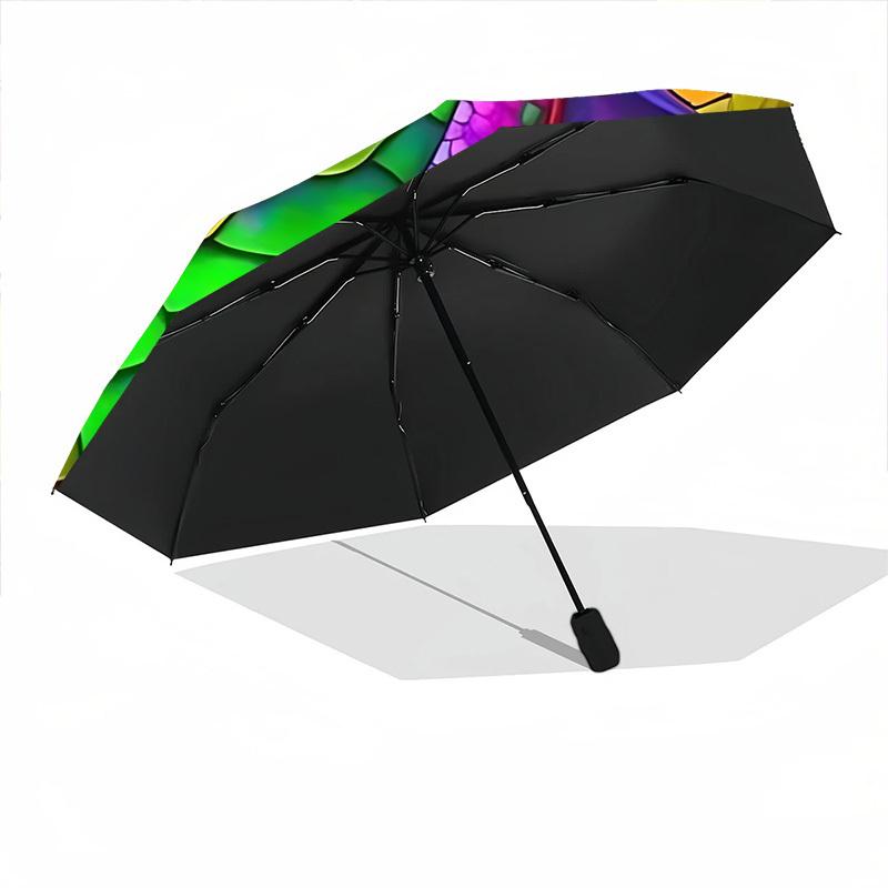1pc Stained Glass Dragon Folding Umbrella | Elegant Design, Fashionable Accessory, Durable Construction, Sturdy Ribs yy251107002
