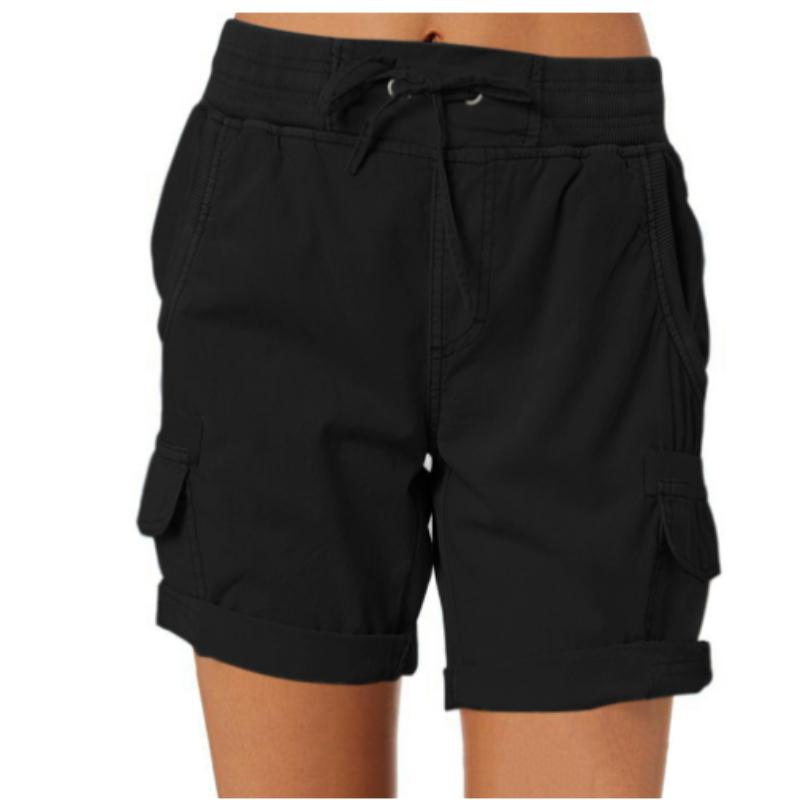 

Cargo Shorts Ladies Couple Wide-leg Tooling Retro Pocket Streetwear Loose Chic Shorts L чёрный