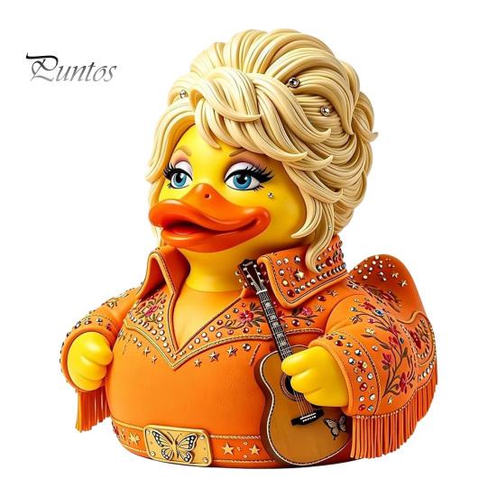 Ikona country hudby Pamětní dárek Parton Duck, Figurka Dolly Duck, Soška, Malý stolní dekorativní prvek s tématem kytary Socha pro