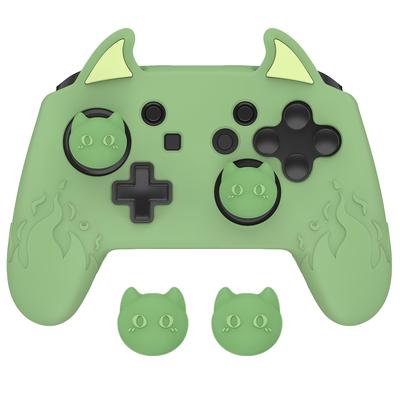 PlayVital Leuke Demon Siliconen Grip Cover voor Nintendo Switch Pro Joystick Cap en Sticker Meegeleverd Controller, [Matcha Groen]