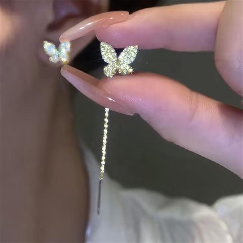 Accessories for Women Long Tassel Threader Earrings for Women Wave Shaped Simple Long Chain Earring Wedding Party Zircon Gift