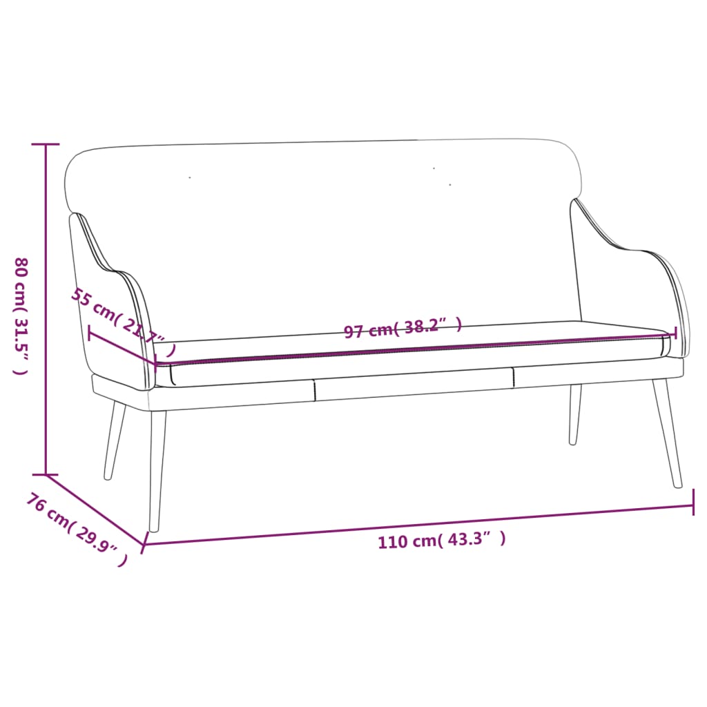 Bench, Cream, 110X76X80 Cm, Upholstered with Faux Leather