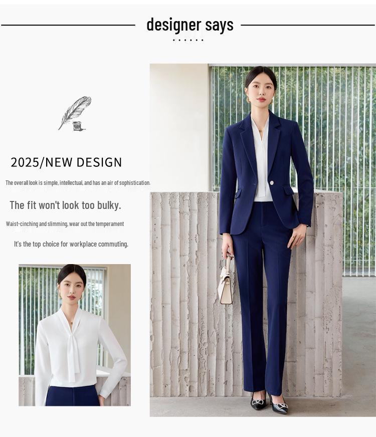 Women's Professional Suit Set: Formal Workwear for Spring and Autumn - High-End Pantsuit for Hotel Sales Managers