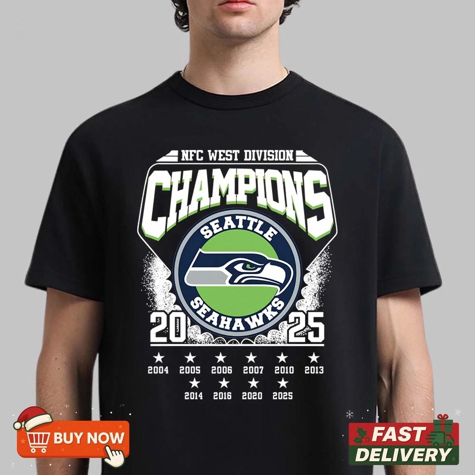 Seattle Seahawk 2025 NFC West Champions TShirt Unisex Fan Gift S-5XL 3XL