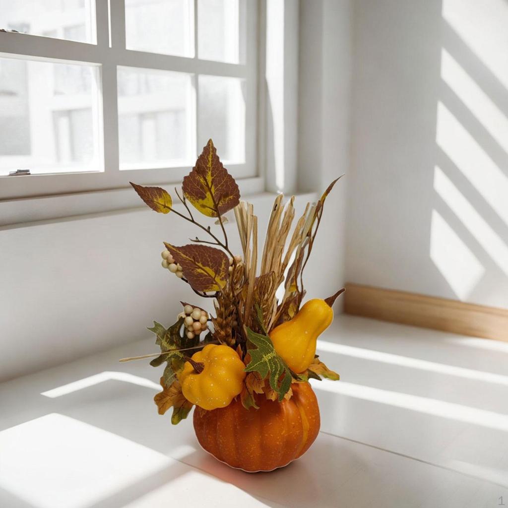 Artificial Halloween Pumpkin Decor Flower Harvest Floral Arrangement Ornament for