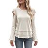 Women's Fashion Casual Long Sleeve Top with Off-Shoulder Ruffle and Hem