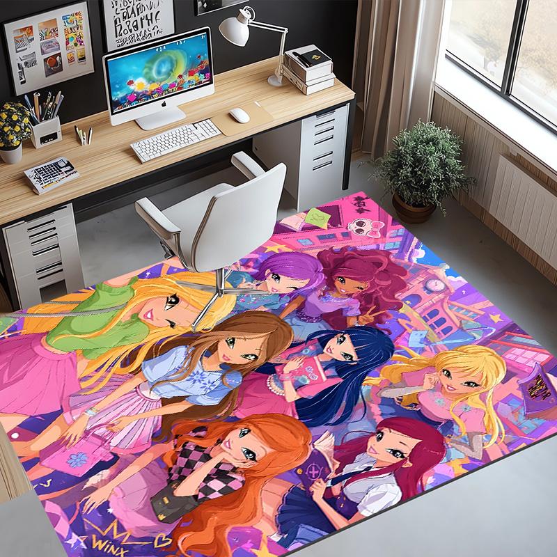 Winx Club Pattern Rug, Indoor/Outdoor Mat, for Picnic, Gameroom, Bedroom, Office, Living Room, Home Decor Carpet, Birthday Gift
