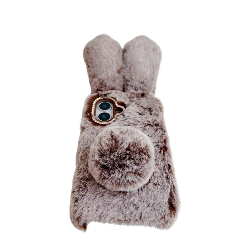 Für iPhone 17 Hülle Plüsch Niedlicher Hase Winter Flauschig TPU Handyhülle
