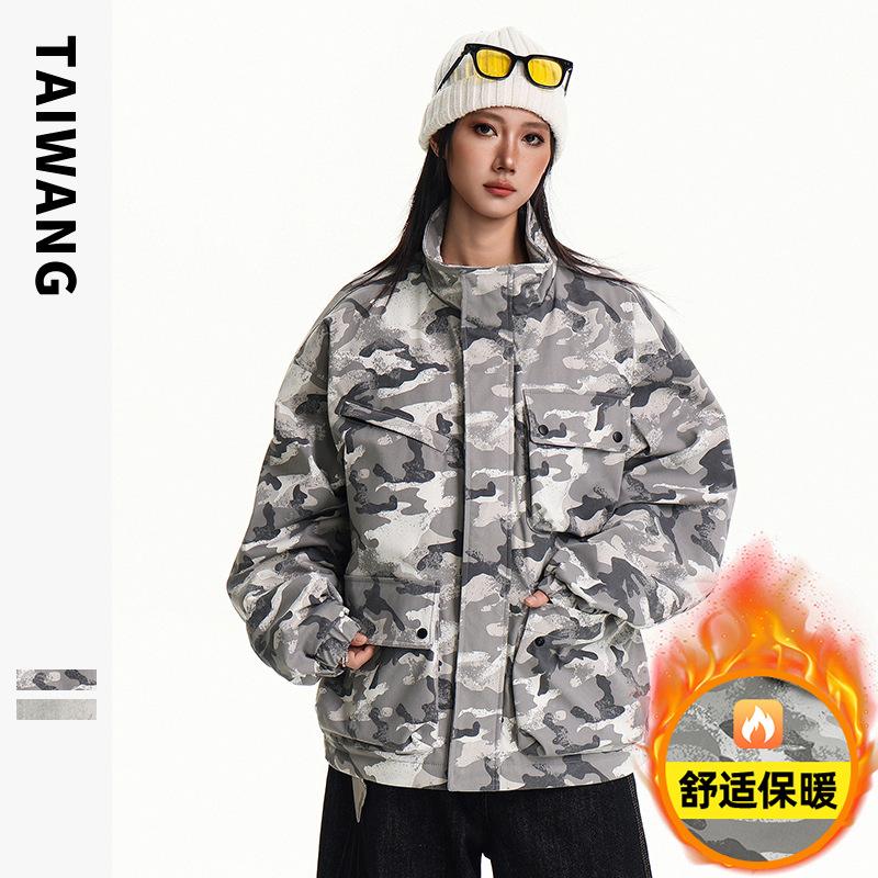 

Women s new large size work camouflage windproof lightweight fluffy warm loose high-quality fabrics casual sports cotton jacket jacket XXL