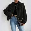 Women's Fashionable Solid Color Long Sleeved Lapel Pocket Plush Short Casual Jacket Jacket