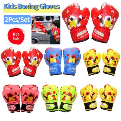 2Pcs/set Kids Boxing Gloves PU Leather Sponge Mitts Workout Exercise Training Martial Arts Boxing Gloves for Karate Muay Thai