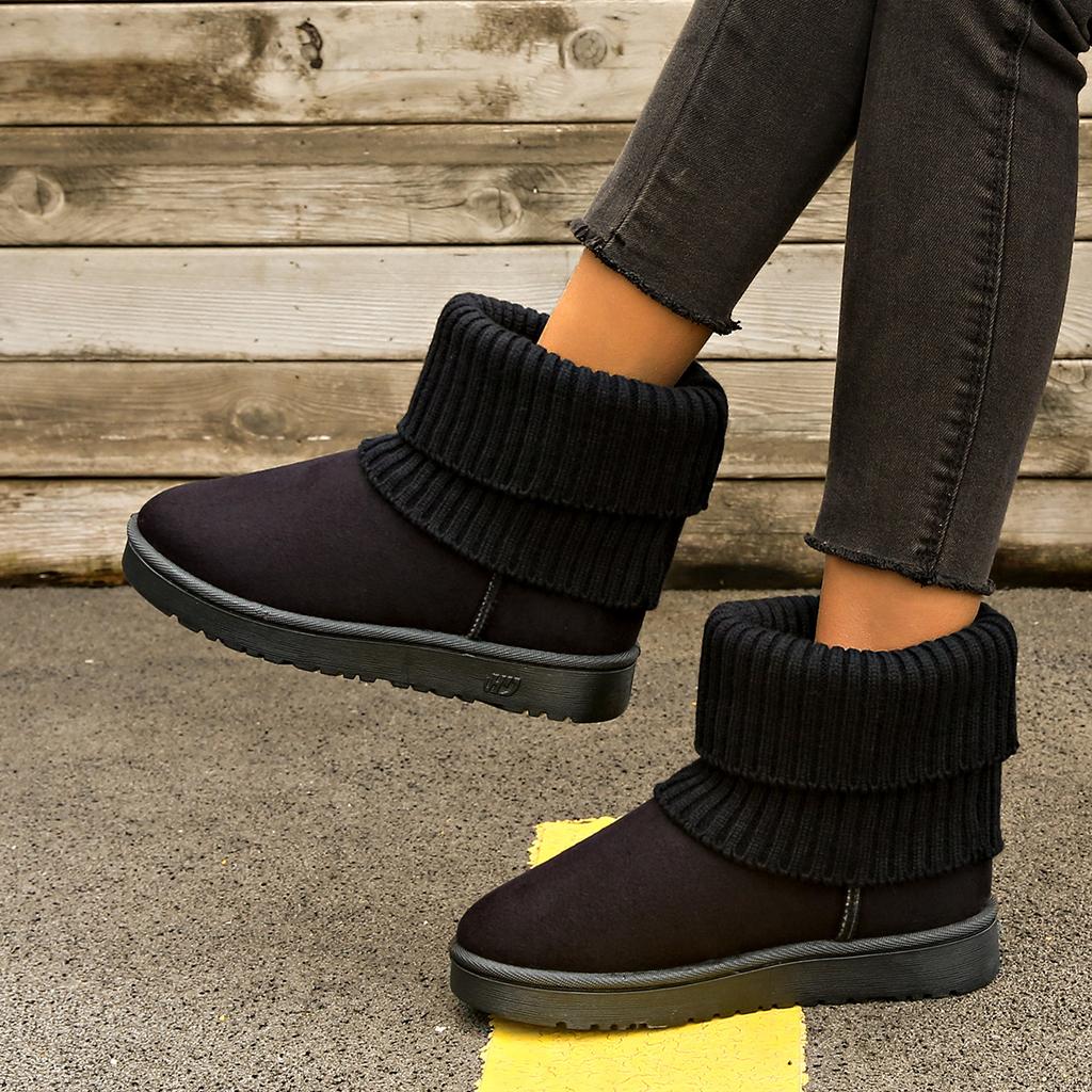 Foreign Trade Korean Version of Fashion Knitted Wool Flanged Cotton Boots Cotton Shoes, Fashion Snow Boots Cotton Shoes 2025 Supply