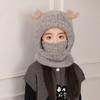 Chapéu Infantil Cachecol com Capuz Protetor de Rosto Inteiro Design de Orelhas de Veado de Desenho Animado Clima Frio Ajustável Aquecedor de Pescoço Touca de Inverno