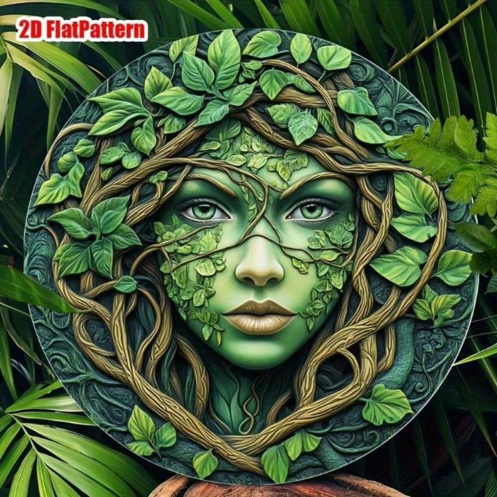 Vintage Forest Spirit Metal Wall Art Round Sign Rustic Home Decor