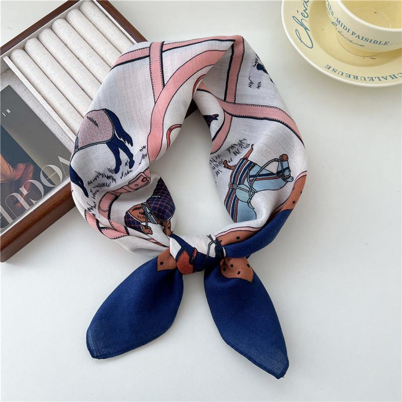 Cotton Linen Print Square Scarves Neckerchief Kerchief Headscarf Women Decorative Scarf Bandanas Headband 65cm Neck Wraps Shawls
