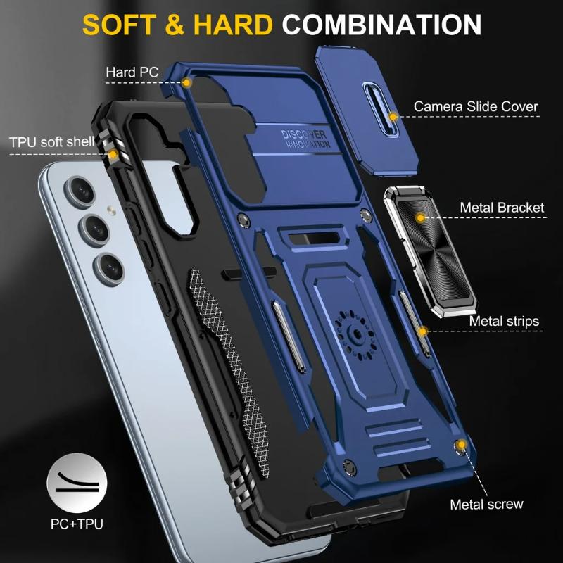 Shockproof Armor Phone Case For Samsung Galaxy A56 A36 A26 A16 A55 A35 A25 A73 Slid Camera Protect Magnetic Hybrid Ring Cover