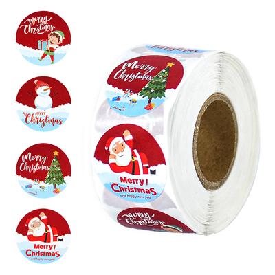 500pcs/roll Merry Christmas Label Stickers Cartoon Santa Claus Xmas Tree DIY Gift Box Baking Package Sticker New Year Decor
