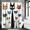 Cute Cartoon Cat Shower Curtain, Bathroom Decorative Shower Curtain, Waterproof Shower Curtain with Hooks