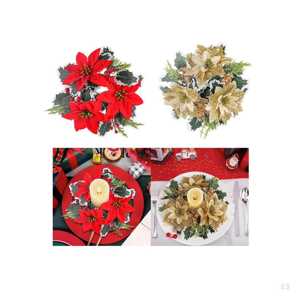 Arreglo de Velas para Navidad, Centros de Mesa de Corona Decorativa