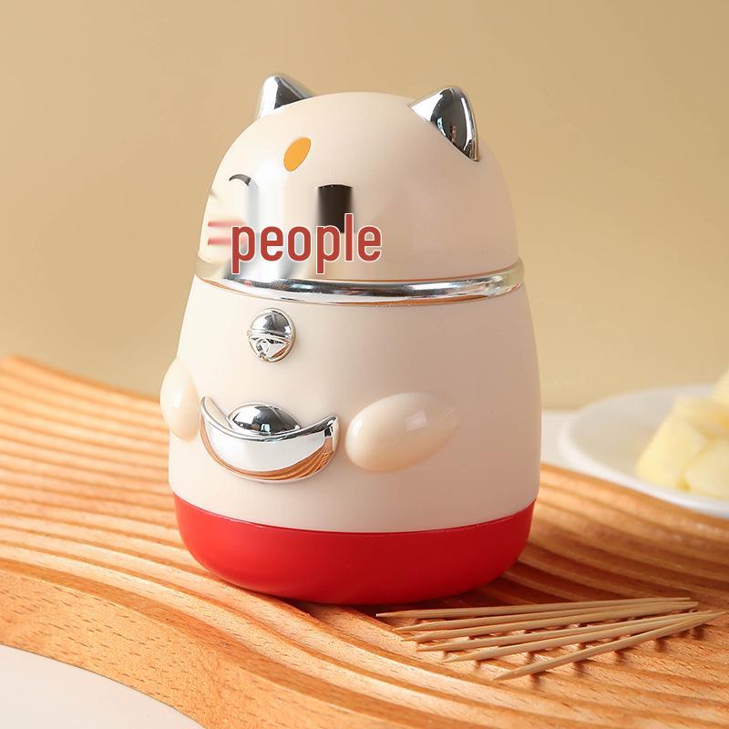 Cartoon Automatic Press-Type Toothpick Box: High-Quality Plastic Storage & Dispenser