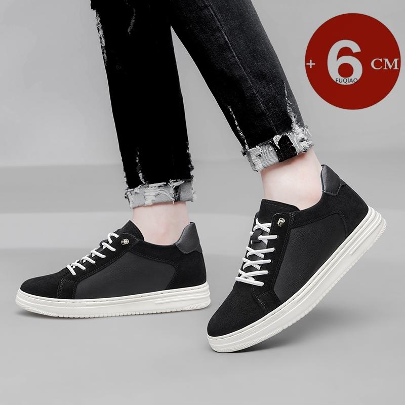 Breathable Outdoor Elevator Sneakers Men's Shoes Genuine Leather Increased 6cm Casual Shoes Walking Shoes Men's Lift Sports