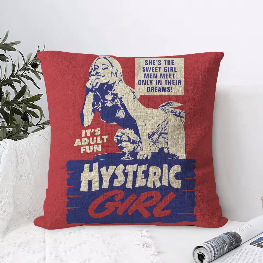 HHysteric Glamour Girl Cushion Cover Eco Linen Pillow Case DoubleSided Print Breathable Durable Zipper Home Decor Gift