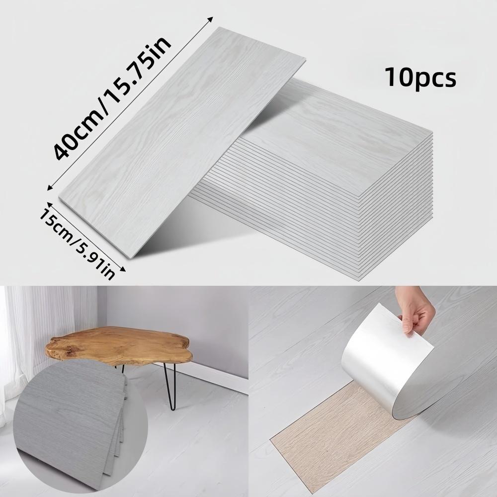 

10pcs 40cmx15cm PVC Floor Stickers Self-adhesive Waterproof Thickened Wood Grain Floor Living Room DIY 40cmX15cm