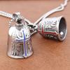 Vintage Stainless Steel Luck Bell Pendant Charm Riding Amulet Necklaces For Men Fashion Motorcycle Hip Hop Rock Party Jewelry