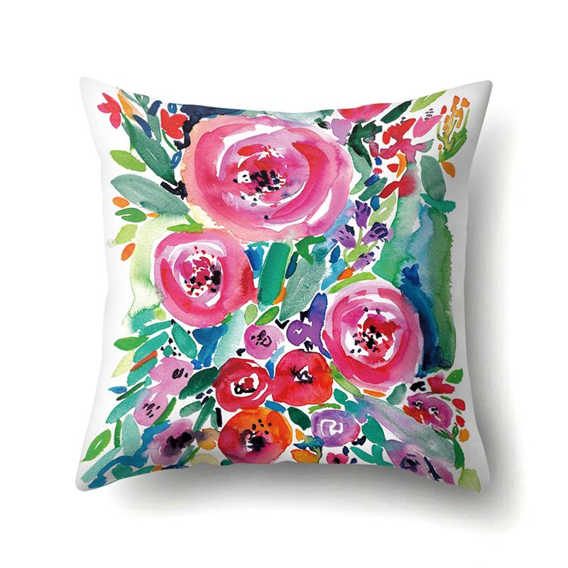 Polyester Kissenbezug Dekorative Blumen Haus Pflanze Druck Kissenbezug Lendenkissen Sofa Kissenbezug