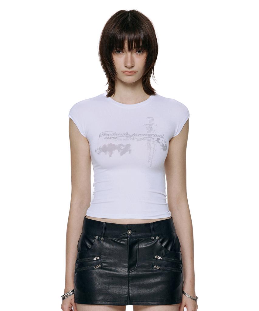 ROCKCAKE Aura Cap Sleeve Top - White