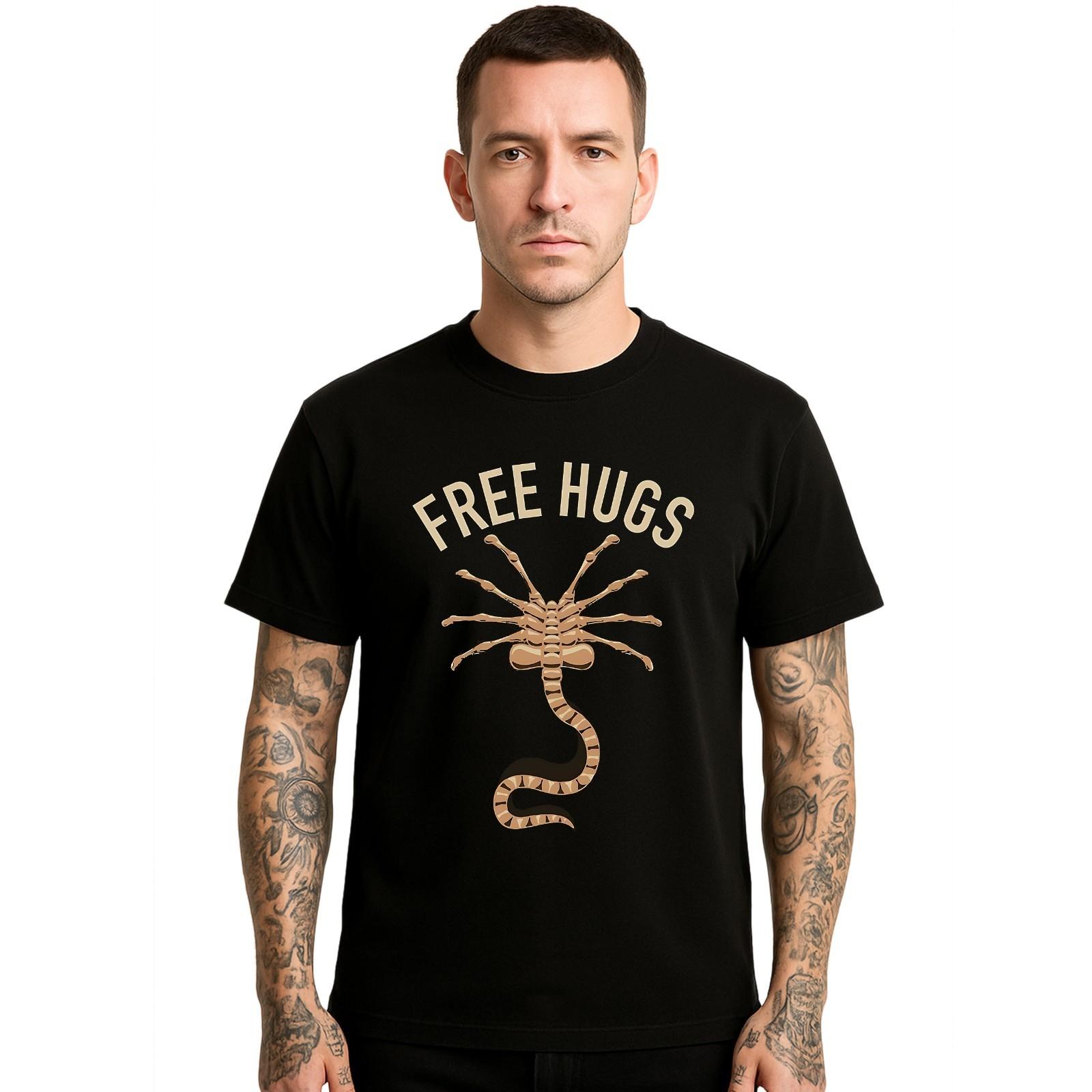 Alien Facehugger Free Hugs Xenomorph Kid s And Mens T Shirt Joke Gift Tee Top S разноцветный