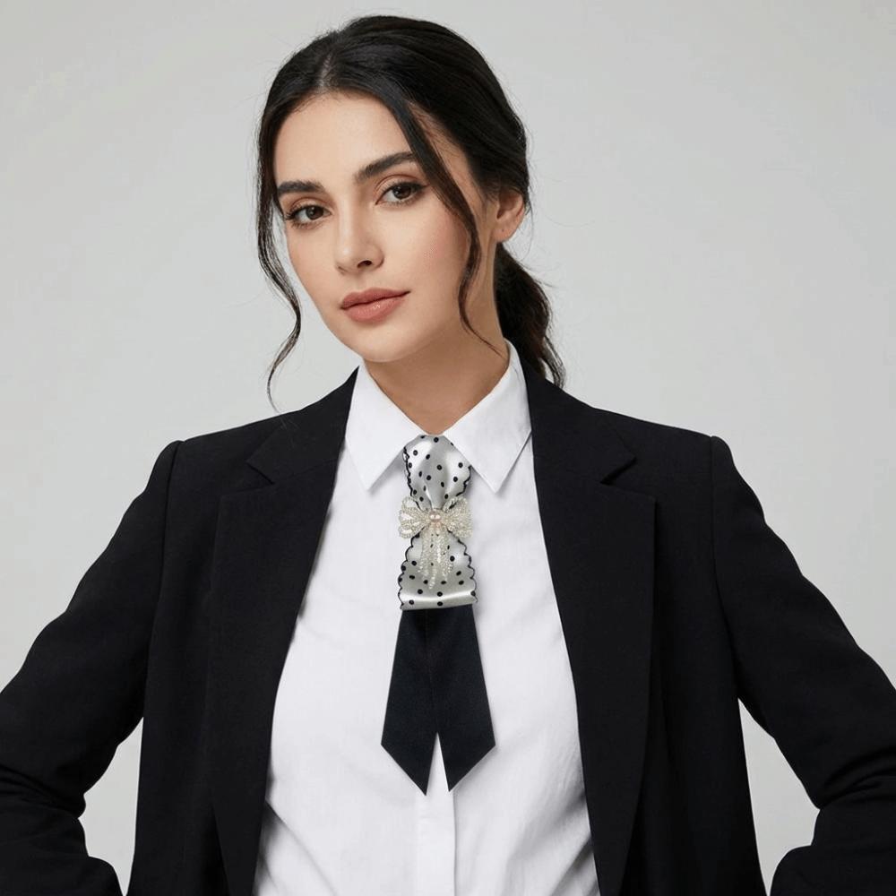 Clothing Decoration Black Bow Tie Choker Collares Pre-tied Tie Necklace Punk Style Long Necktie Students