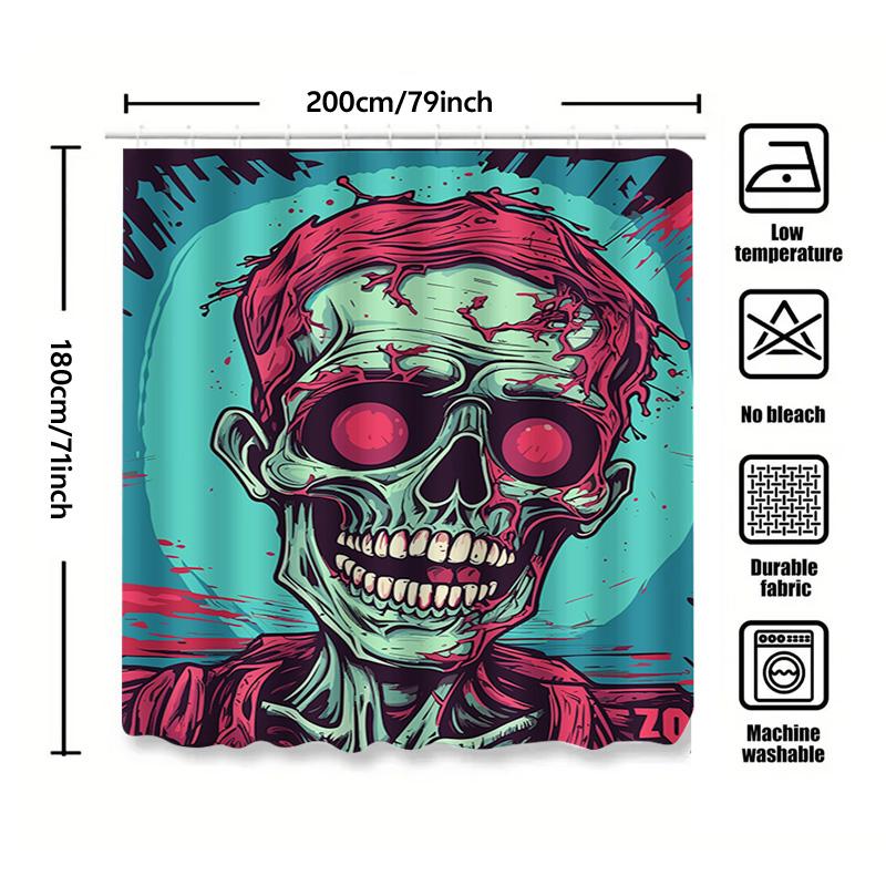 Tuniu Creepy Skull Shower Curtain Horror Theme Room Decor Funny Halloween Gift Cool Bathroom Decor