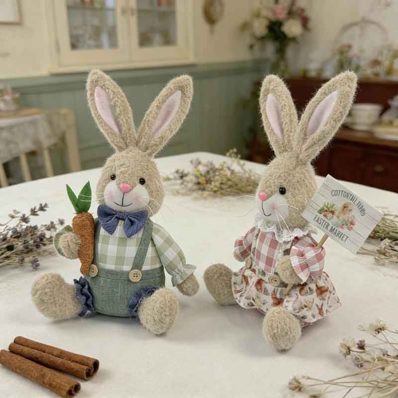 Festival Holiday Decoration Sitting Rabbit Plush Rabbit Figurine Perfect for Easter Parties Living Room Bedroom Decors