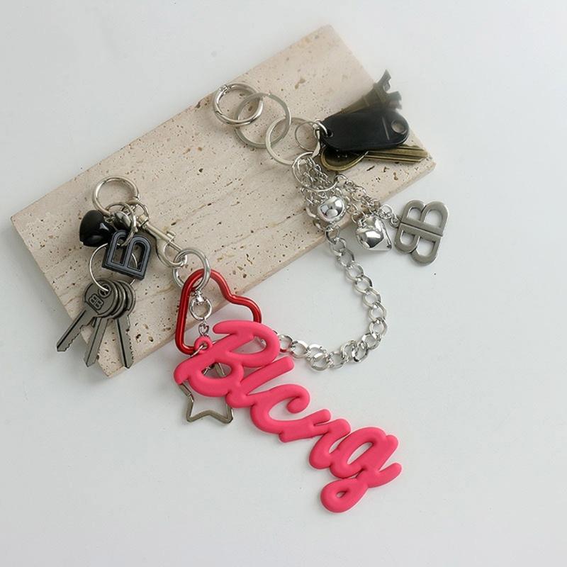 Trendy Graffiti Letter Silicone Keychain Edgy Soft Silicon Key Pendant Waterproof Graffiti Letter Designs Key Rings