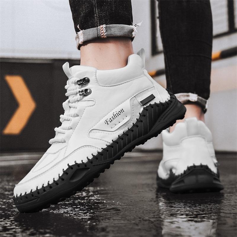 38-48 Men Large Size Hand-stitching Leather Men Boots Split Leather Casual Leather Shoes Men Ankle Boots