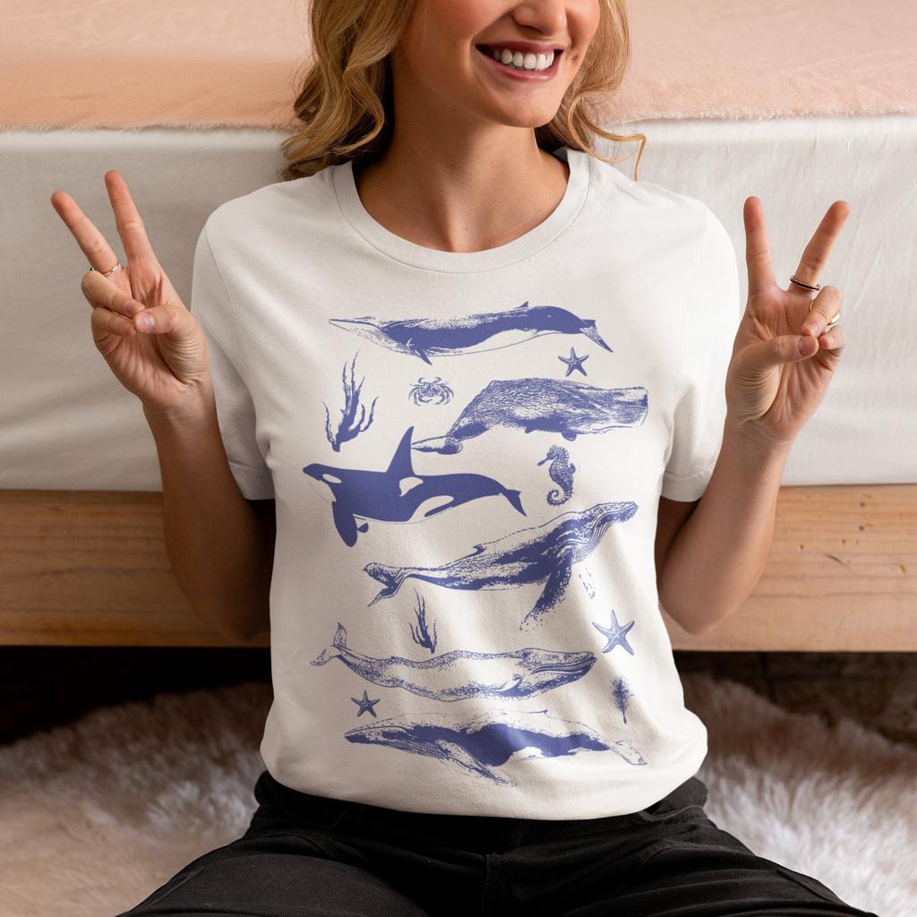 90s Vintage Tattoo Whales Animal T-shirt, Retro Ocean Nature Tshirt, Sealife, Orca Humpback Shirt, Gift for Sea Animals Lover, Whale Shirt