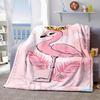 Cute pink cartoon flamingo Flannel printed blanket suitable for all seasons suitable for living room office sofa and travel