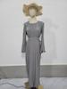 Pleated Maxi Dress Long Flared Sleeves Fitted Waist Elegant Women's Party Dress Casual Ankle-Length