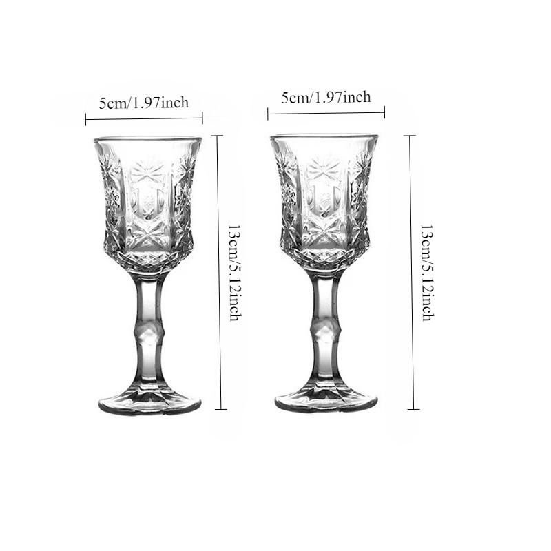 50ml/100ml Creative Carved Red Wine Cup Elegant Champagne Glass Exquisite Cocktail Glass High Footed Wine Glass Party Drinkware 2pcs