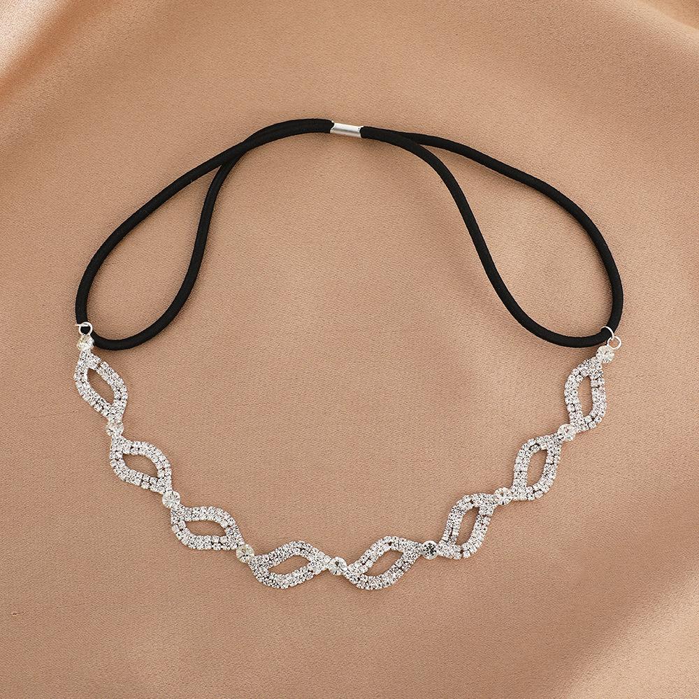 Geometric Rhinestone Bridal Headband & Hair Clips - European & American Design серебряный