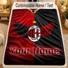 Flannel BlanketAC Milan Custom Name Text Personalized Soft Warm Throw Blanket Home Decor Gift