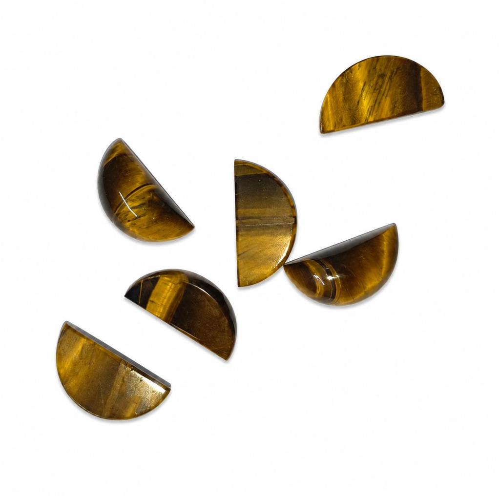Natural Tiger Eye Half Moon Cabochon 8x16mm Gemstone Lot, Golden Brown Tiger Eye Loose Stone for Jewelry Making