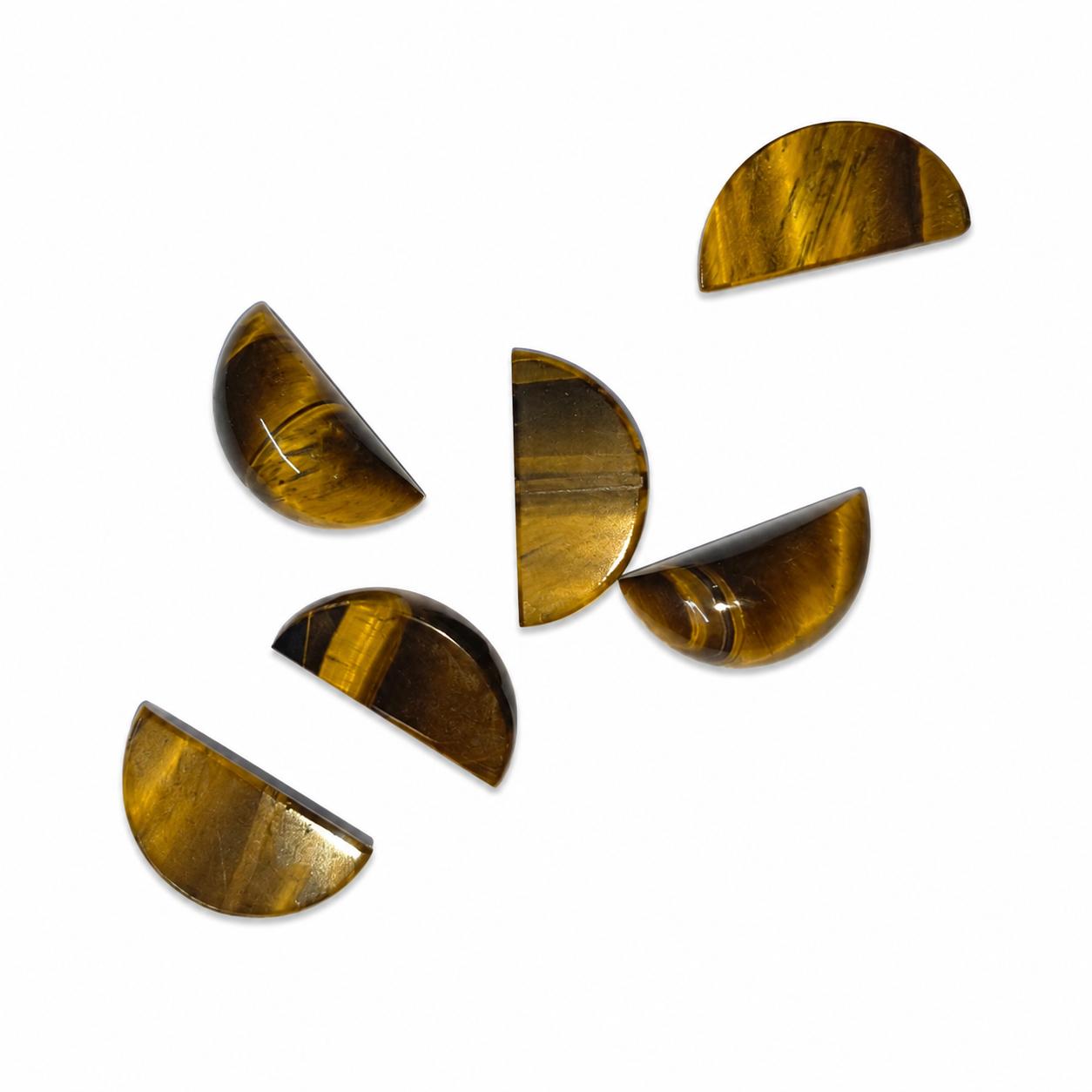 Natural Tiger Eye Half Moon Cabochon 8x16mm Gemstone Lot, Golden Brown Tiger Eye Loose Stone for Jewelry Making 8x16mm коричневый