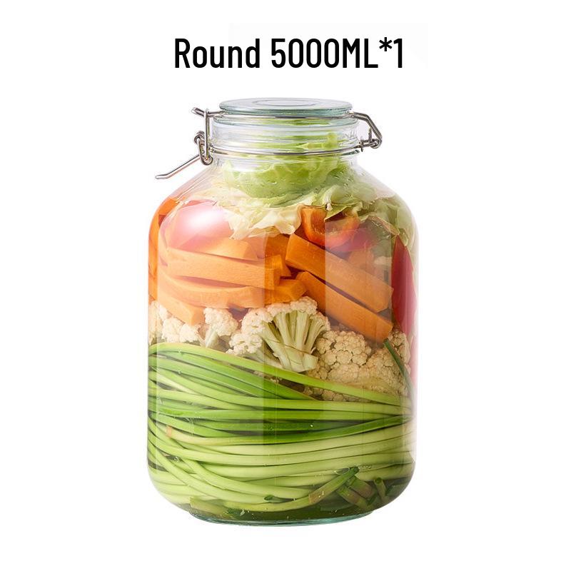 Transparent Glass Sealable Food Storage Jar & Pickling Crock