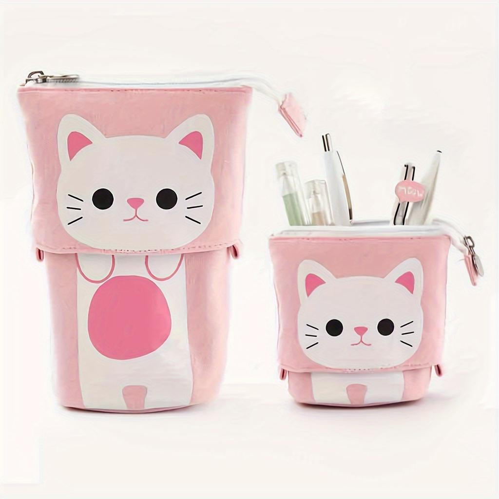 Cute Zipper Retractable Vertical Pencil Case Suitable for Students To Use Fashionable Student Stationery with Various Colors